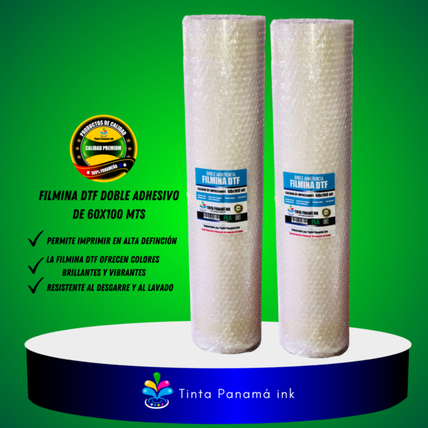 2 Filmina DTF Doble adhesivo de 60x100 mts