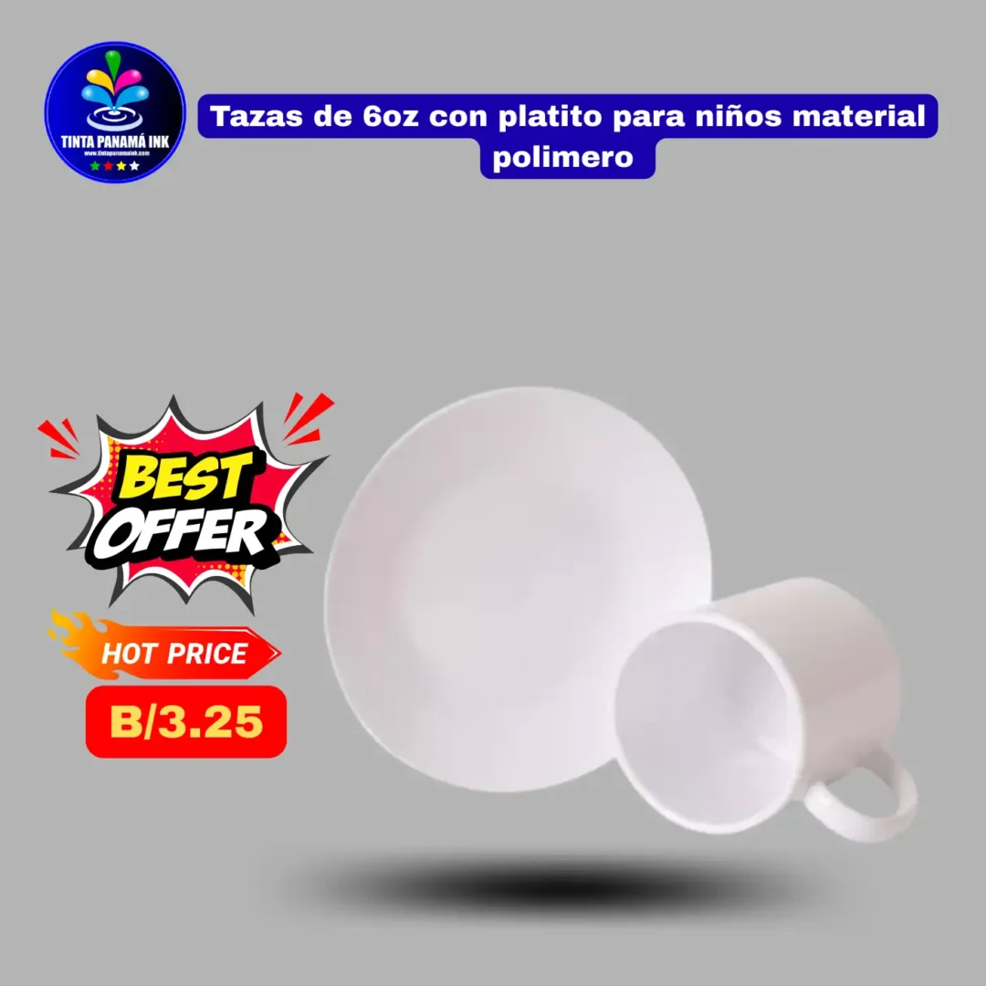 plato y tazas de polimero de 6oz para sublimar