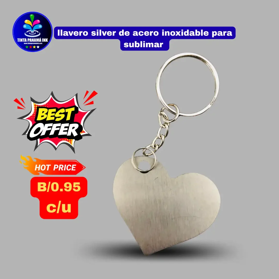 llavero de corazón de acero inoxidable silver para sublimar