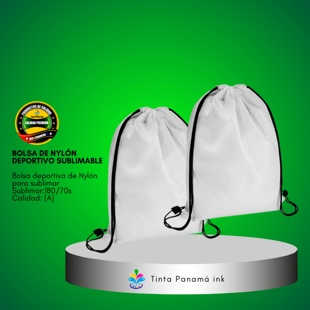 Bolsa de Nylón con Cordón Negro Deportivo