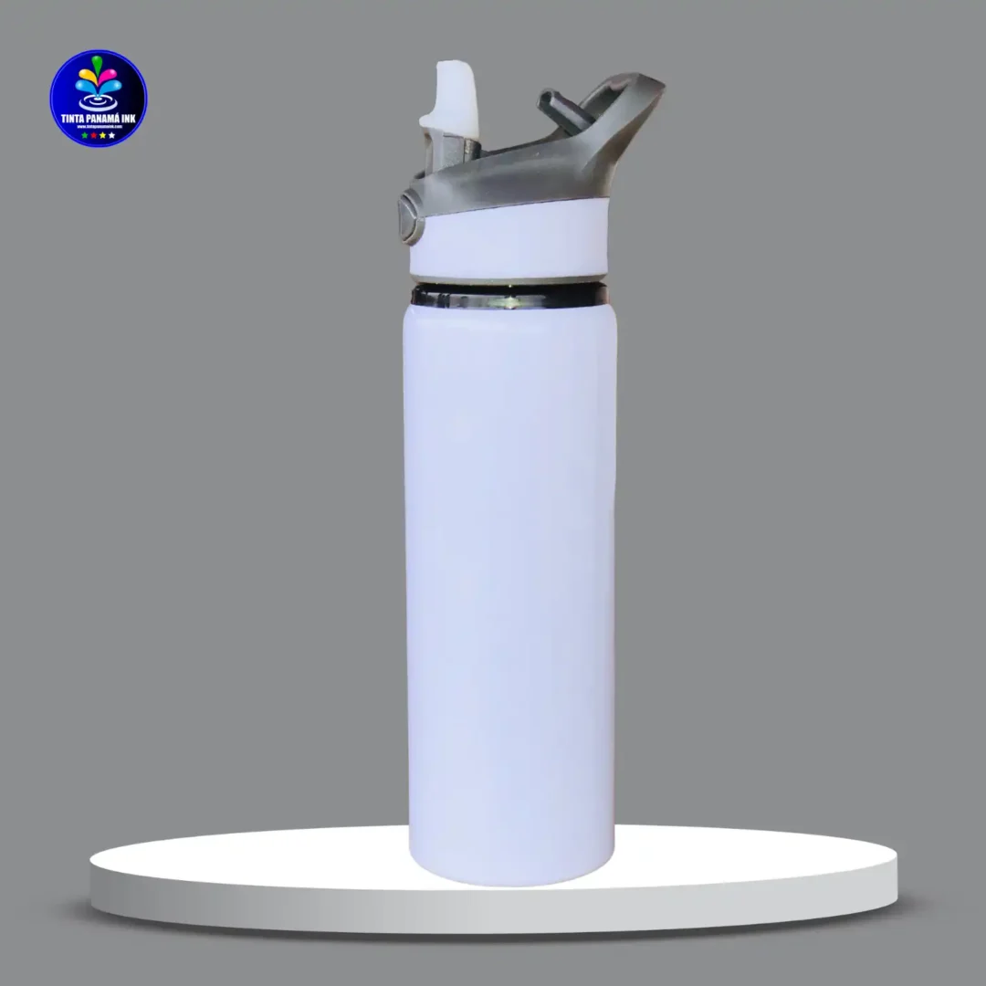 Botella depoprtiva de 750 ml con doble boton con franja Blanca para sublimar