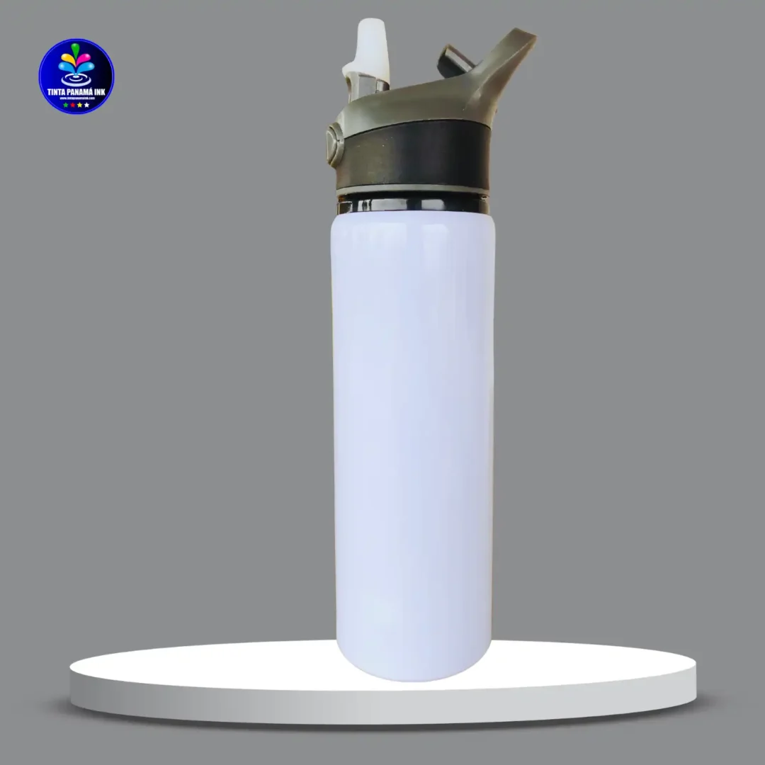 Botella depoprtiva de 750 ml con doble boton con franja Negro para sublimar