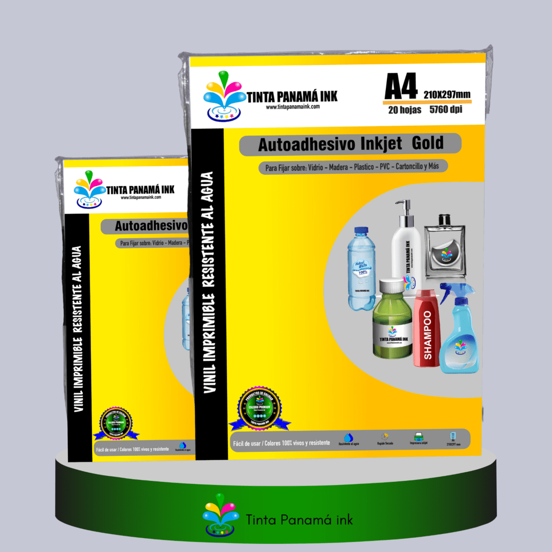 Filmina imprimible A4 adhesivo Gold.