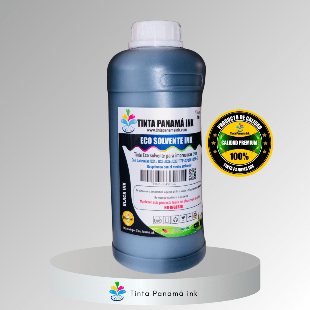 Litro de Tinta Eco Solvente Black, 1OOO ml