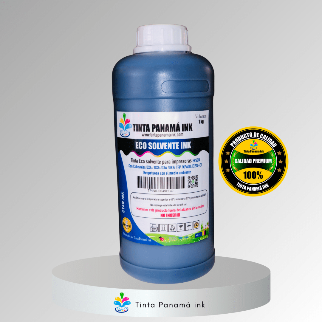 Litro de Tinta Eco Solvente Cyan, 1OOO ml