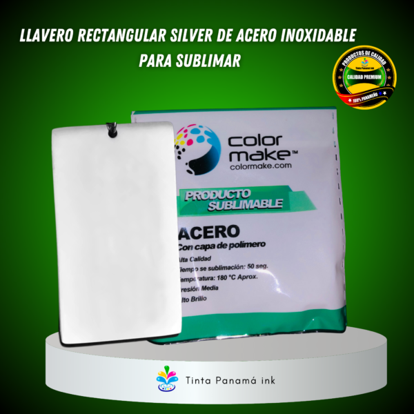 Llavero rectangular silver de acero inoxidable