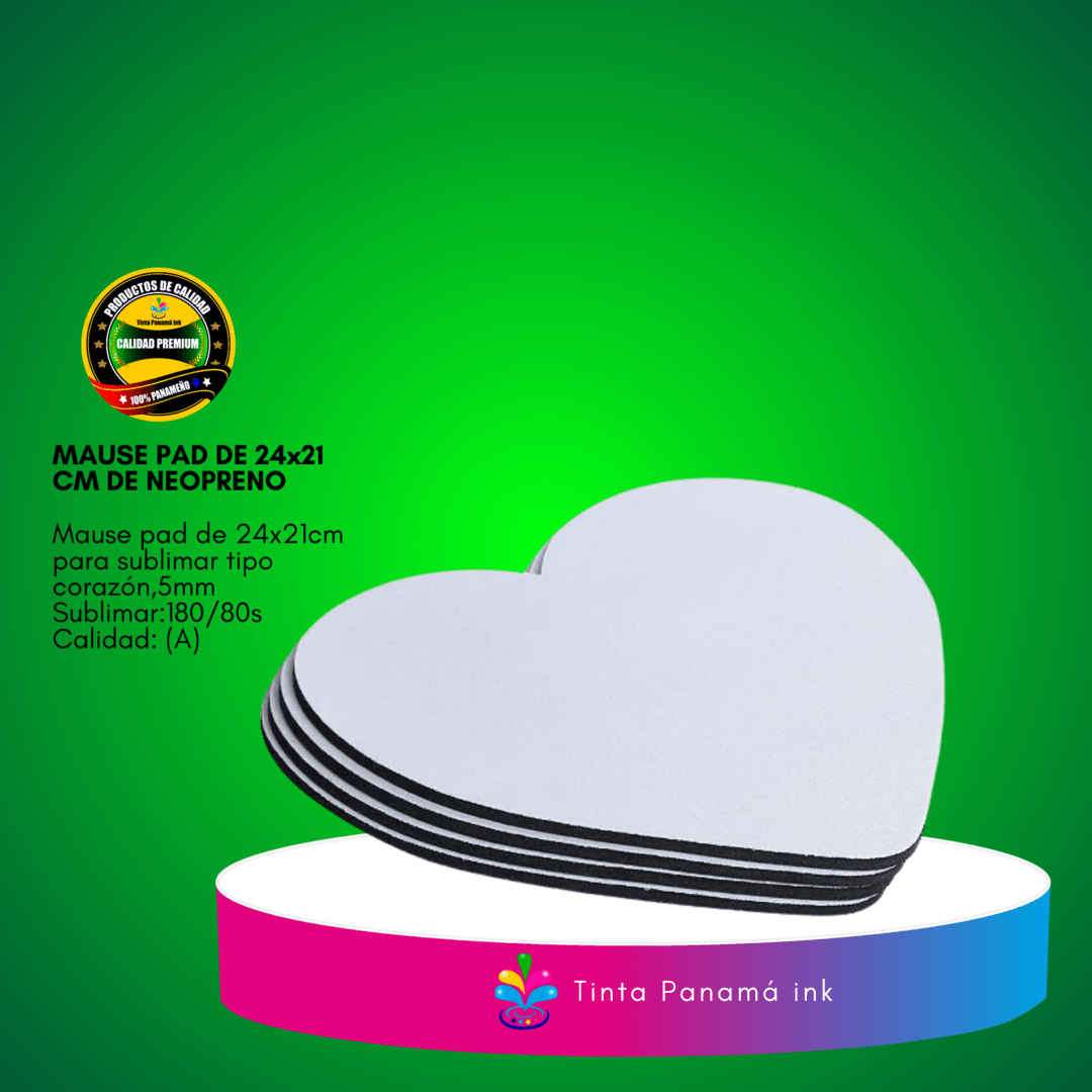 Mouse Pad de Neopreno 24x21cm Tipo Corazón