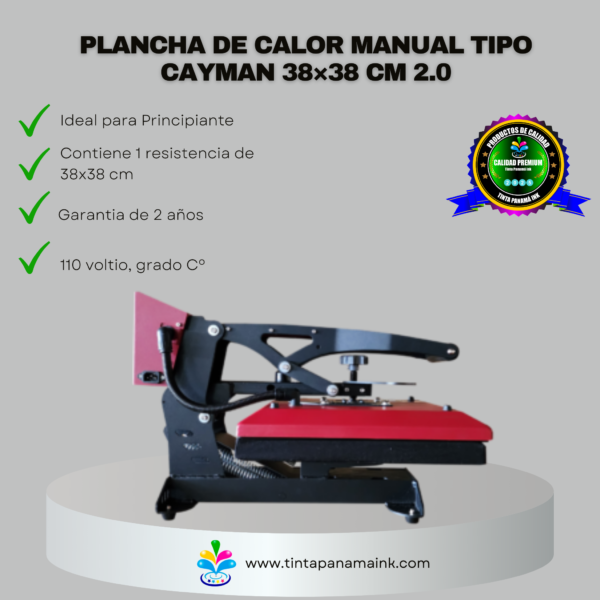 Plancha de calor manual tipo cayman 38×38 cm 2.0