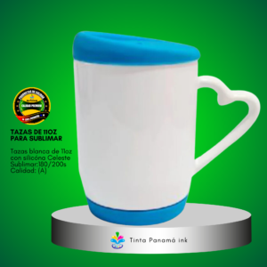 Tazas de 11oz blanca con silicona celeste