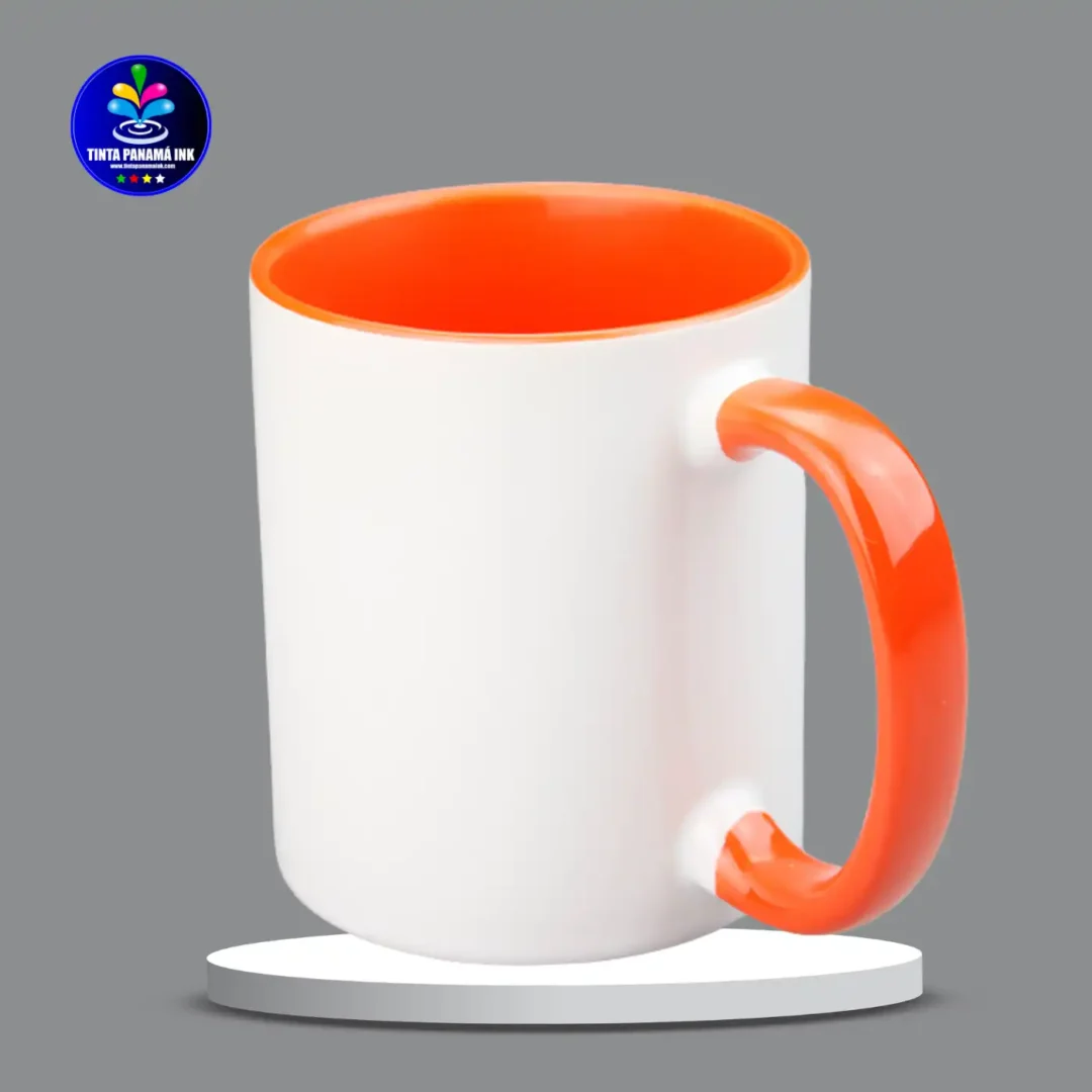 Tazas de 11oz con fondo y Asa de color Naranja para sublimar