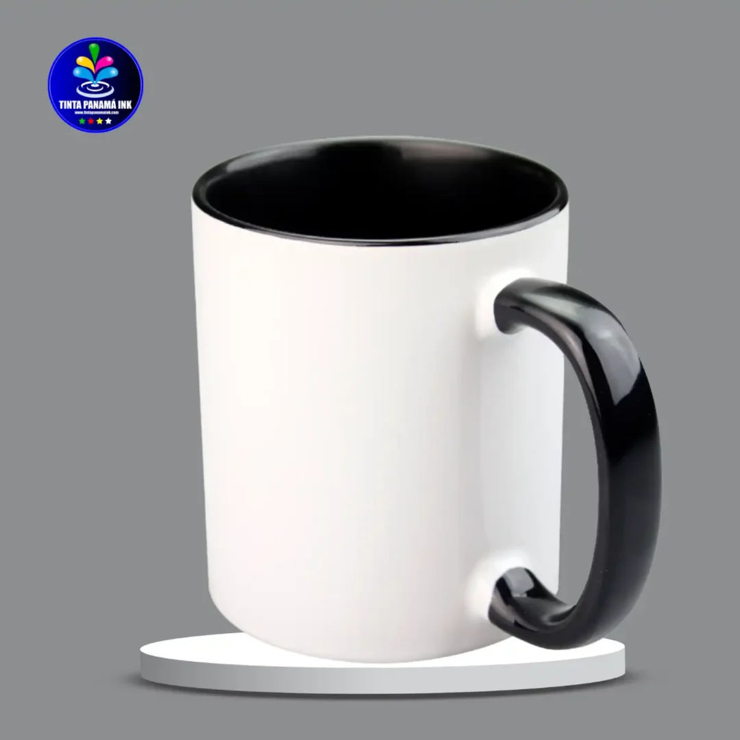 Tazas de 11oz con fondo y Asa de color Negro para sublimar
