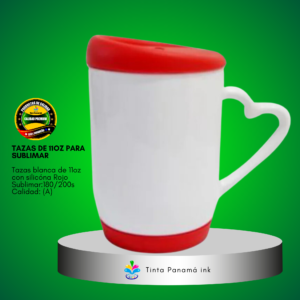 Tzas de 11oz blanca con silicona rojo