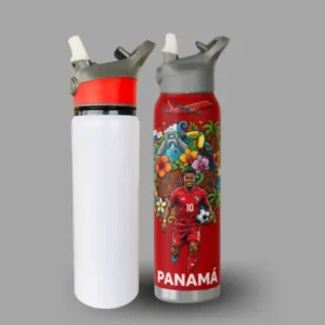 botellas con tapa y franja roja para sublimar